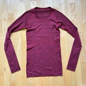 Lululemon Swiftly Long Sleeve Crew - Heathered True Red / Black - Size 4